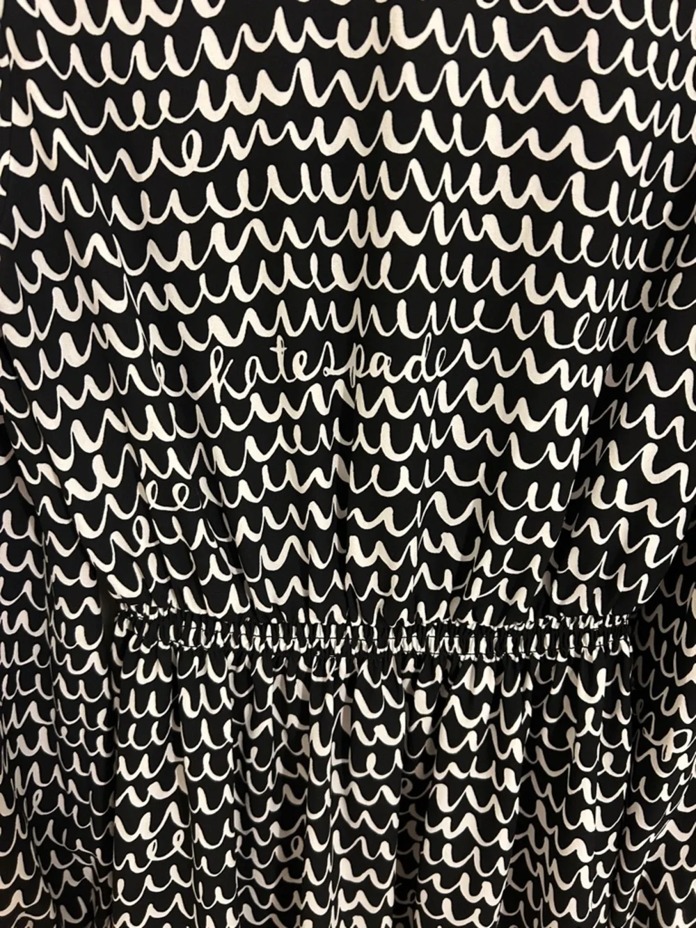 Kate Spade Pop Scallop Crepe Dress Black and White Pattern New Size XS Ruffle